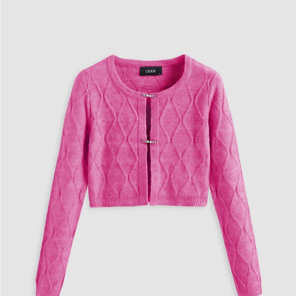 Solid Cable Knit Crop Cardigan Cider